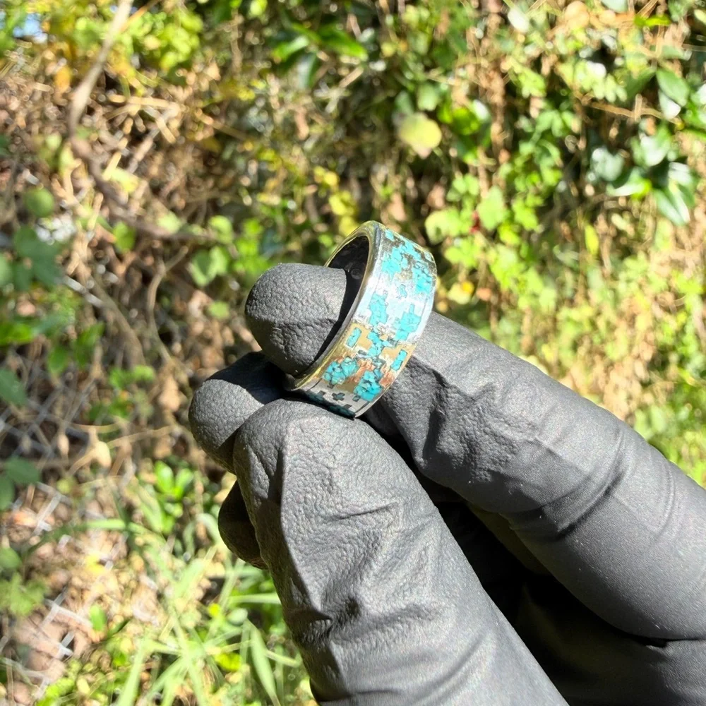 Sterling Ring with Blue Turquoise Accents